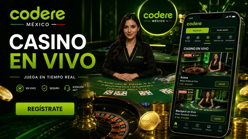 Mesa de casino en vivo de Codere México con crupier y ruleta en tiempo real